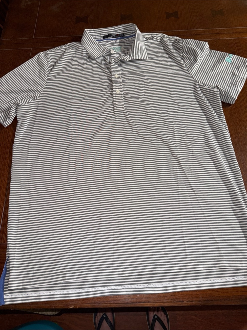 Ralph Lauren RLX Men’s Size XL Gray Striped Wyndham Championship Golf Polo